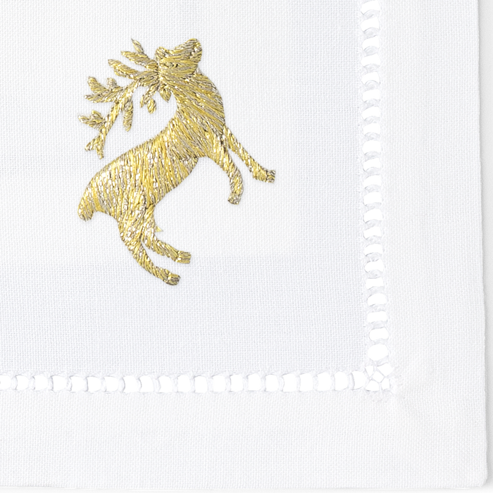 Reindeer Gold Cocktail Napkins | Set of 4