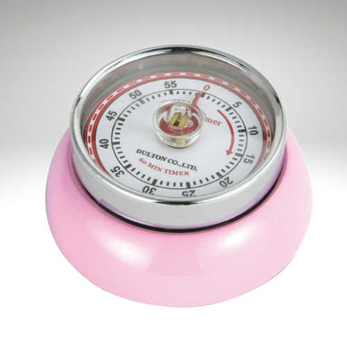 "Retro" Kitchen Timer, Pink, 2.75” x 1.25"