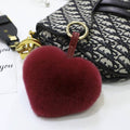 Rex Rabbit Hair Heart-Shaped Key Chain Bag Accessory