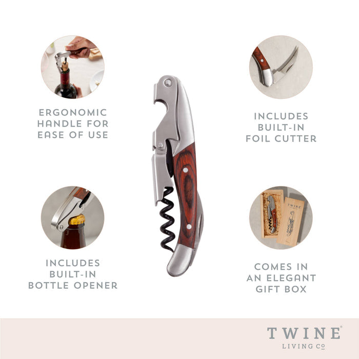 Rosewood Handle Double Hinged Corkscrew