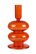 Rust Orange Retro Wavy Glass Candle Holder
