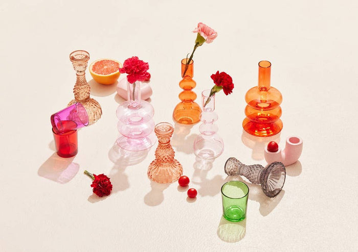 Rust Orange Retro Wavy Glass Candle Holder
