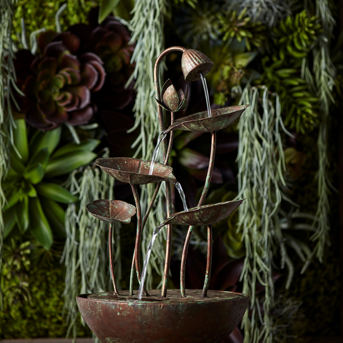 Rustic Metal Lotus Leaf Fountain 19.5"H