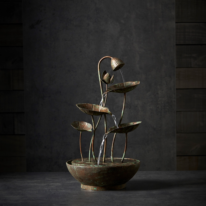 Rustic Metal Lotus Leaf Fountain 19.5"H