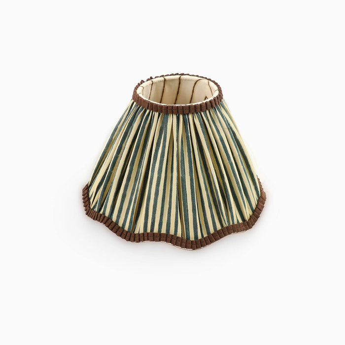 SCALLOPED PLEATED LAMPSHADE - BROWN CLASSIC STRIPE