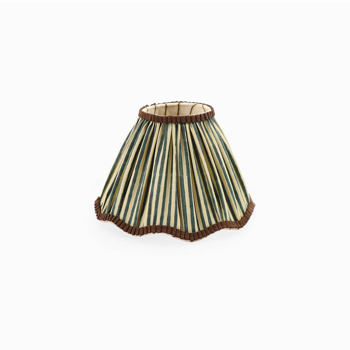 SCALLOPED PLEATED LAMPSHADE - BROWN CLASSIC STRIPE