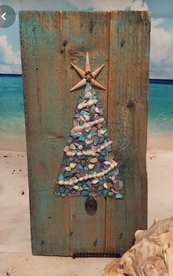 3D SEA GLASS TREE ON BOARD / FREE MINI TREE