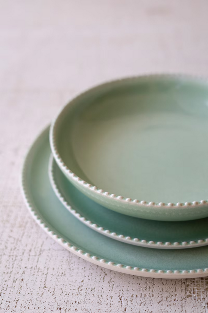 Sea Mist Ceramic Dinner Plate, Salad Plate, and Bowl Box/6 Sets