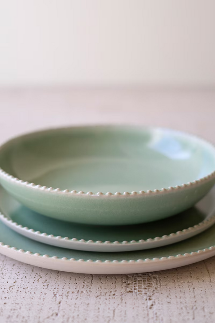 Sea Mist Ceramic Dinner Plate, Salad Plate, and Bowl Box/6 Sets