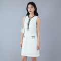 Robe courte blanche nœud contrastant - Mode coréenne femme - Taille XS