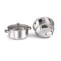 SignoraWare All Rounder Stainless Steel Induction Bottom Steamer/Modak/Momo Maker with Glass Lid (20cm) 2 Tier, Set of 1