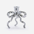 Silver Coated Brass Bow Candle Holder