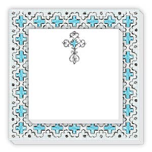 Silver Cross & Silver & Turquoise Detail Border Notepad Duo