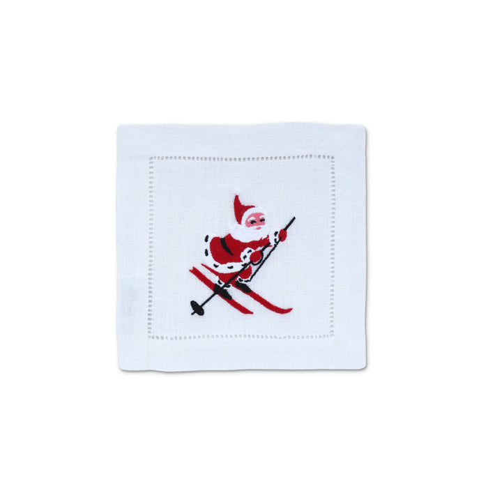 Skiing Santa Cocktail Napkins, Set of 4