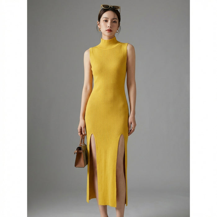 Robe longue plissée sans manches verte - Mode Coréenne été - Taille One Size