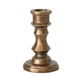 Small Cast Aluminum Taper Holder, Antique Brass Finish