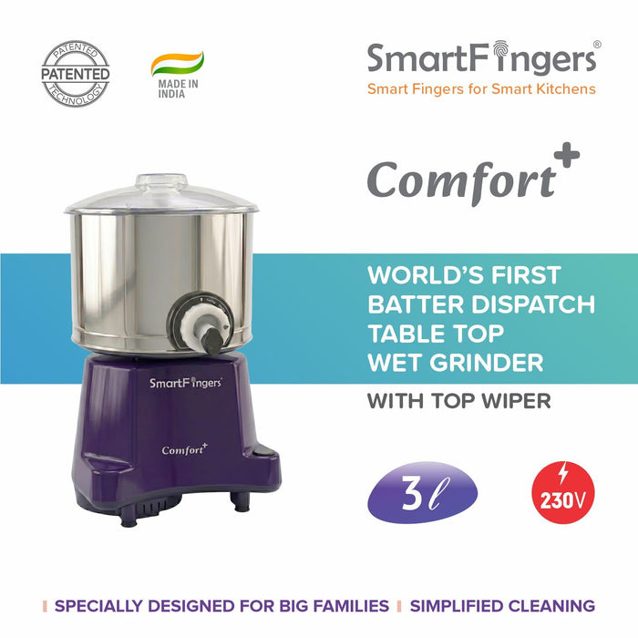Tabletop wet grinder SmartFingers Comfort Plus violet for Indian kitchen