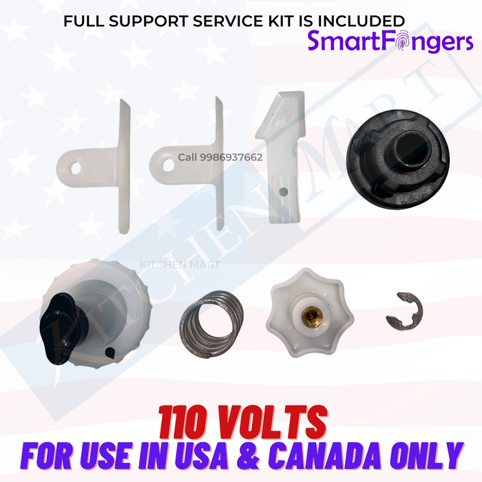 SmartFingers Comfort Plus Mini Table Top Wet Grinder, 1.25 Liter, 110 volts for use in usa and Canada only