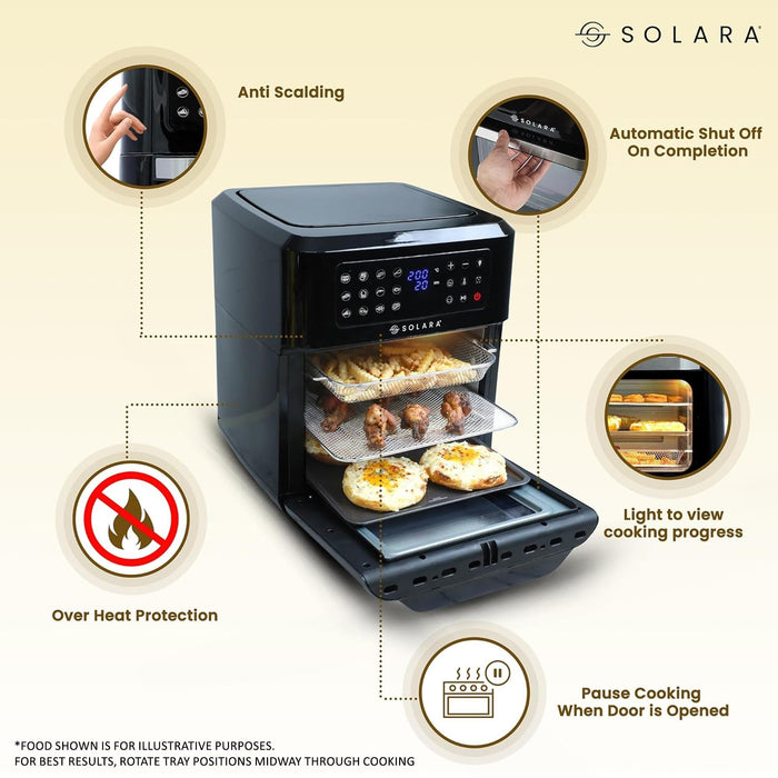 SOLARA family-size air fryer oven for grilling roasting baking