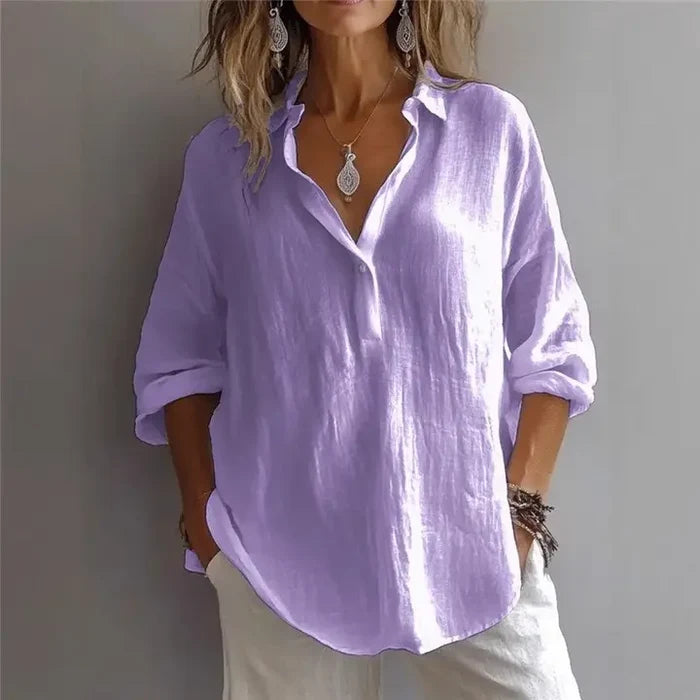 Solid Color Casual Loose Long Sleeve Shirt