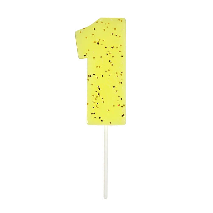 Solid Number Candle with Glitter