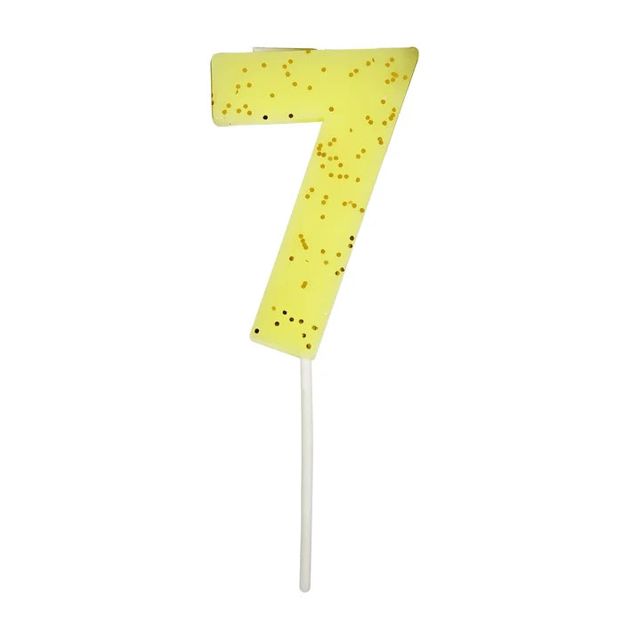 Solid Number Candle with Glitter