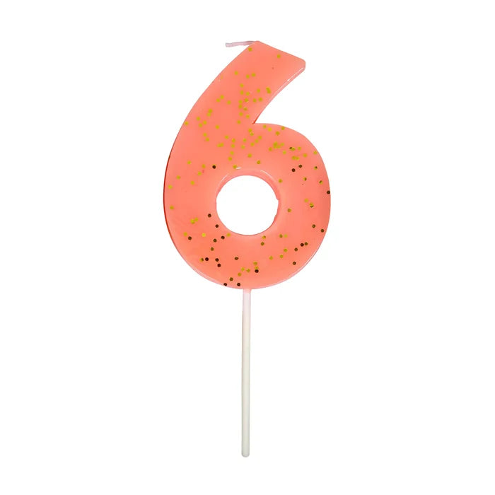 Solid Number Candle with Glitter