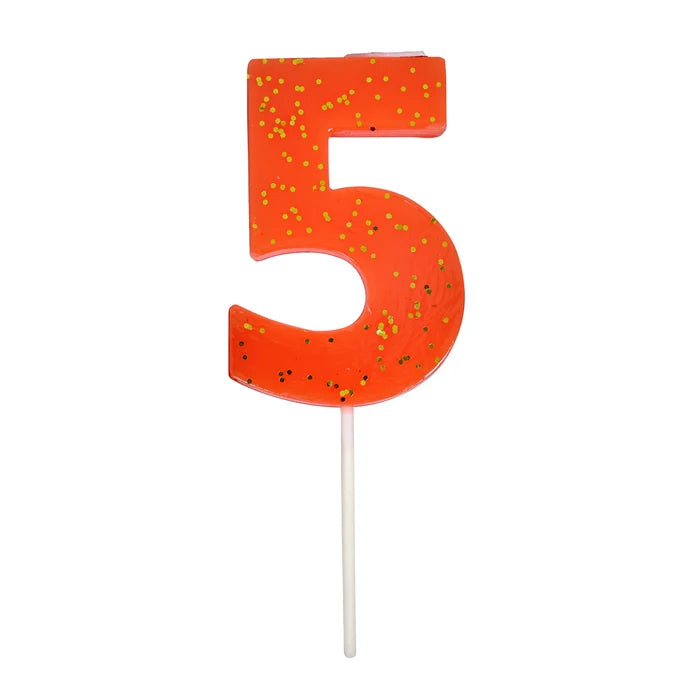 Solid Number Candle with Glitter