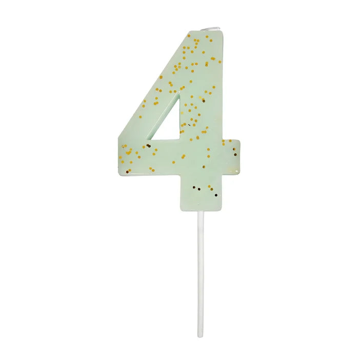 Solid Number Candle with Glitter