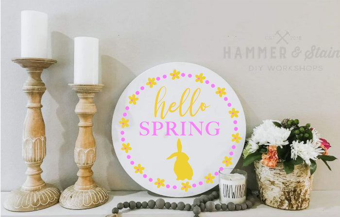 Hello Spring with wreath 2  18 in round