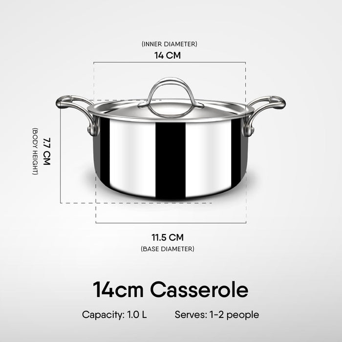 Stahl Artisan Stainless Steel Triply Casserole / Sauce Pot