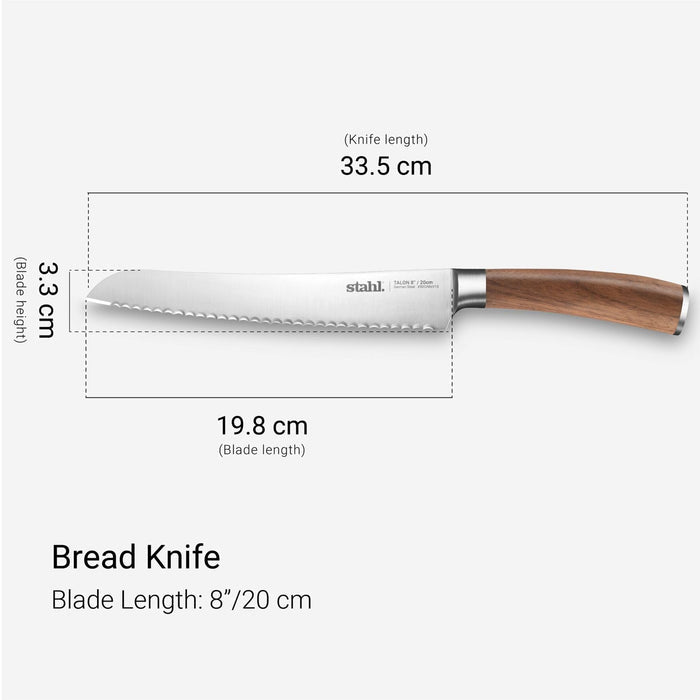 Stahl Talon Series Bread Knife, Walnutwood Handle, 8 Inches | Serrated Edge