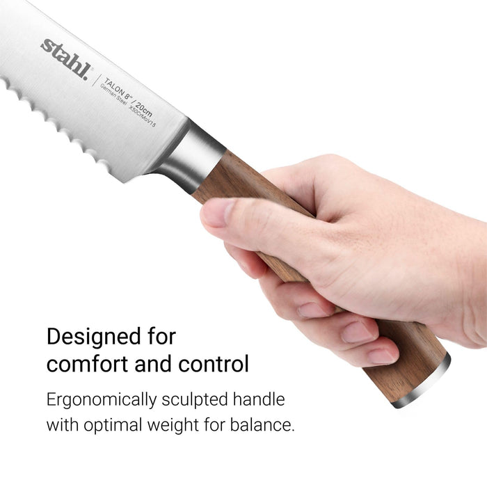 Stahl Talon Series Bread Knife, Walnutwood Handle, 8 Inches | Serrated Edge