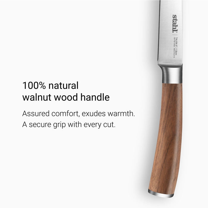 Walnut wood handle kitchen utility knife from Stahl