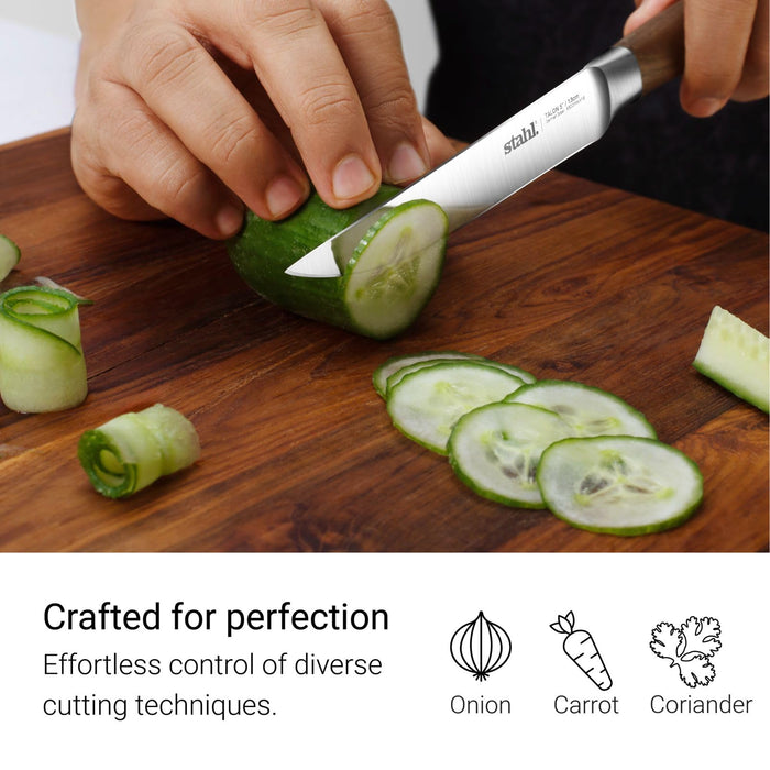 Close-up of Stahl Talon German steel blade edge