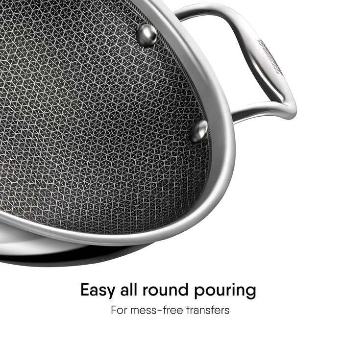 Stahl Triply Stainless Steel Artisan Hybrid Kadhai with Lid (Non-Stick)