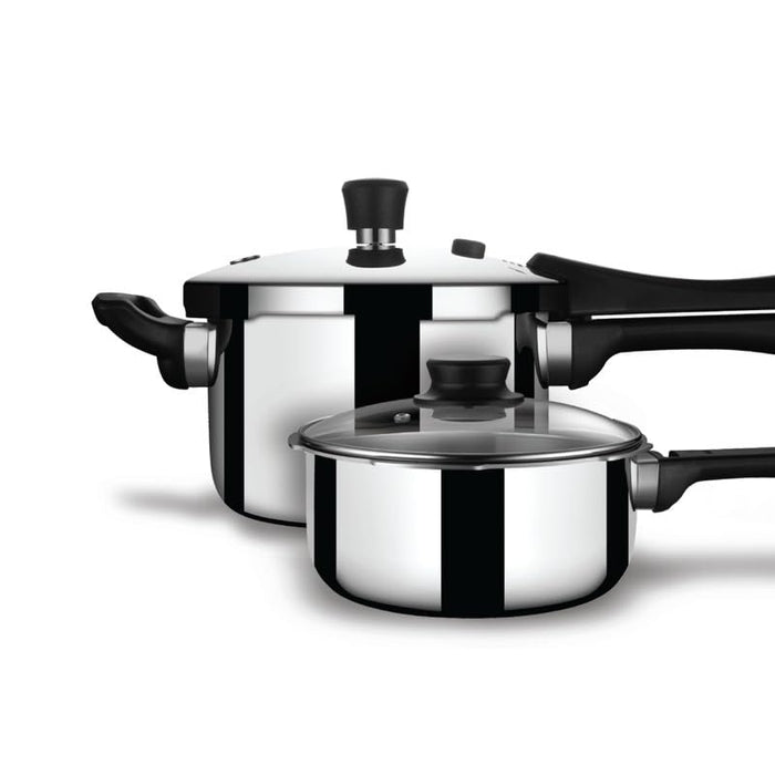 Stahl Xpress Triply Pressure Cooker Combo Set 2.5L & 3L with Glass Lid