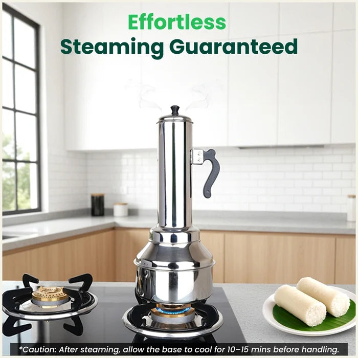 Stainless Steel Puttu Maker 1.2L , Premium Quality, 100% Toxin-free, Non-stick, Bakelite Handle, Induction & Gas