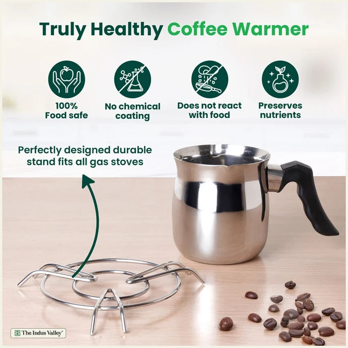 Stainless Steel Turkish Coffee Warmer 500ml / 900ml - Stay-Cool Handle, Induction Friendly, 100% Food-Safe
