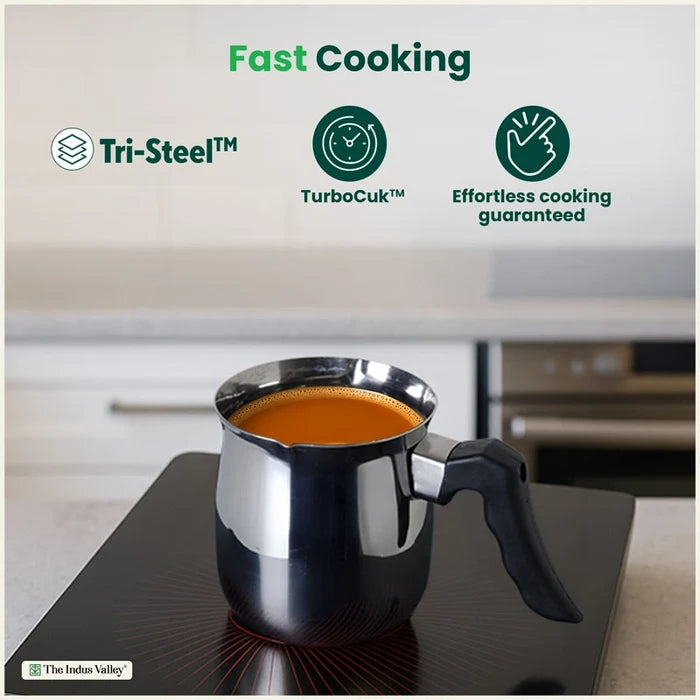 Stainless Steel Turkish Coffee Warmer 500ml / 900ml - Stay-Cool Handle, Induction Friendly, 100% Food-Safe