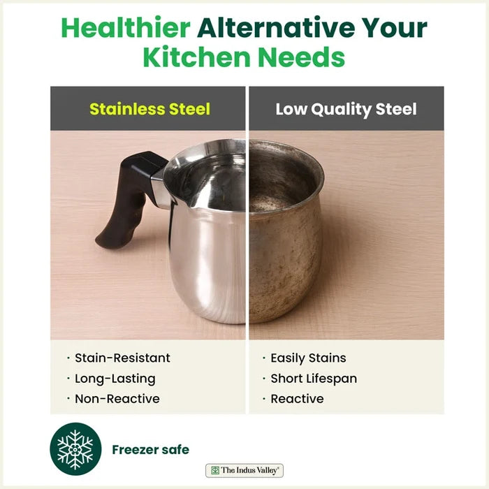 Stainless Steel Turkish Coffee Warmer 500ml / 900ml - Stay-Cool Handle, Induction Friendly, 100% Food-Safe