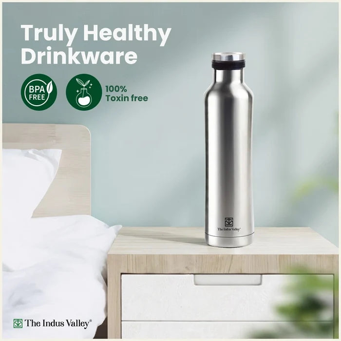 Stainless Steel Water Bottle with Pressy flip Lid – Double Wall, Vacuum insulated, Hot & Cold 750ml/500 ml