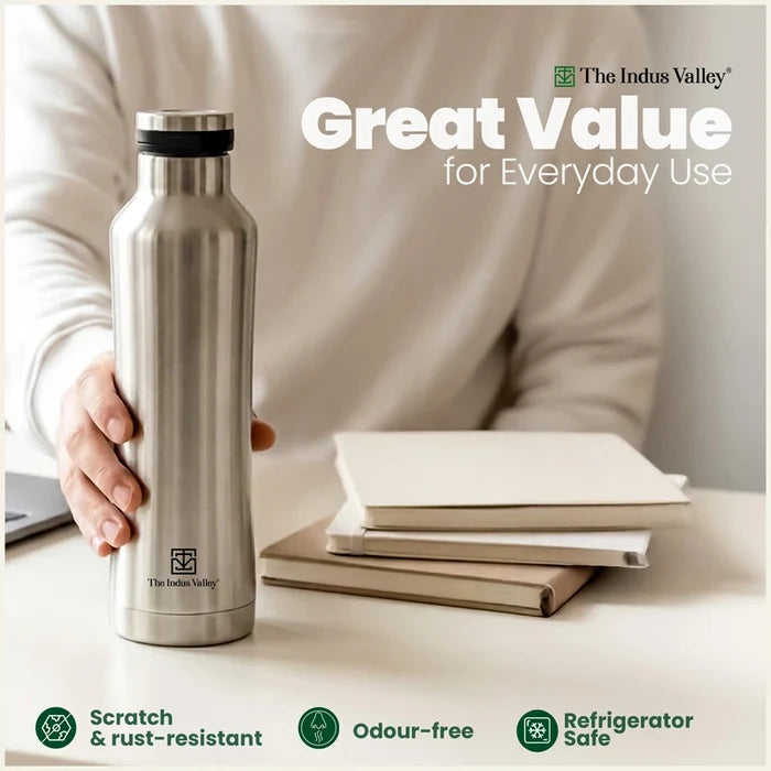Stainless Steel Water Bottle with Pressy flip Lid – Double Wall, Vacuum insulated, Hot & Cold 750ml/500 ml