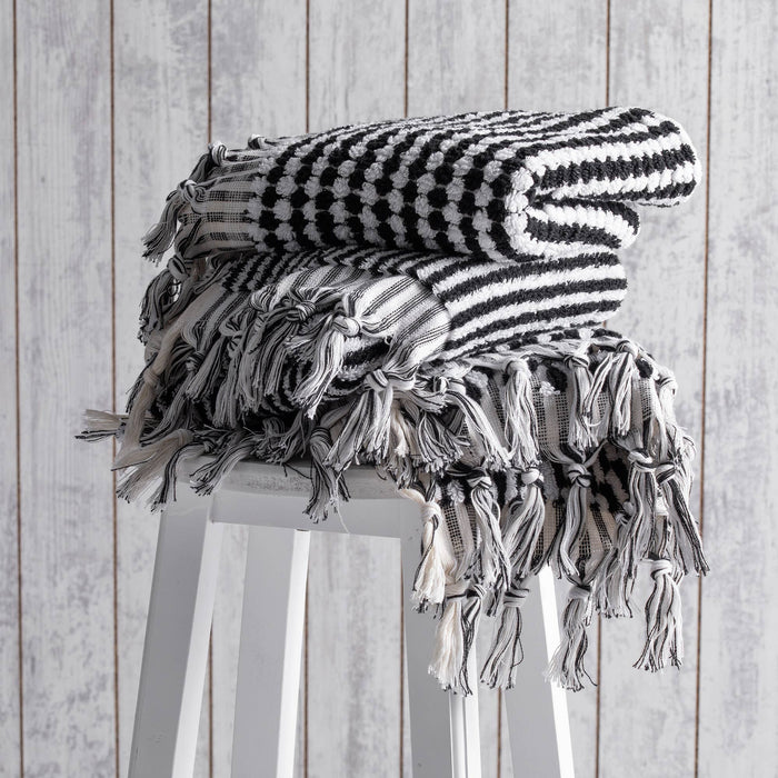 Stripe Bubble Handloomed Turkish Hand Towels 17x38" Bohemian