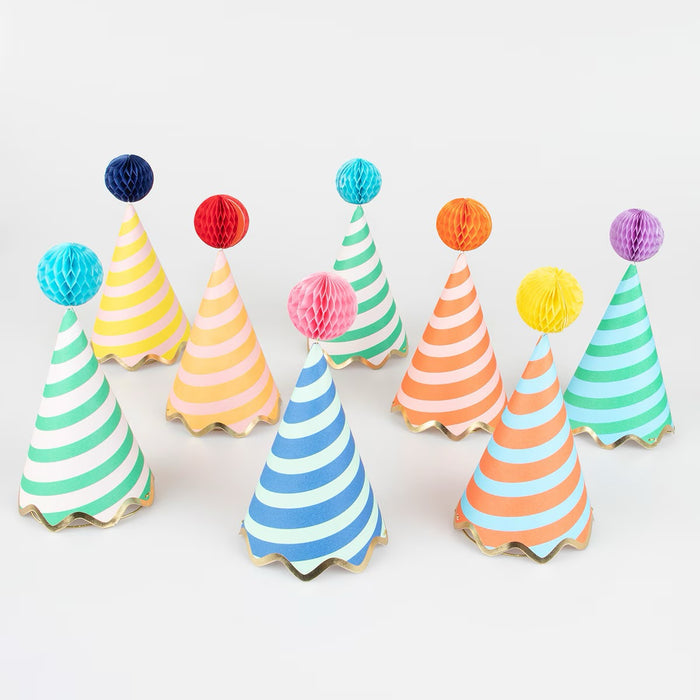 Stripe Party Hats, Set of 8