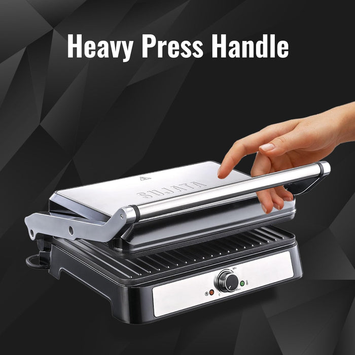 Sujata 2000 Watt Multi Purpose Grill SG01 open view highlighting powerful heating element and non-stick grill plates