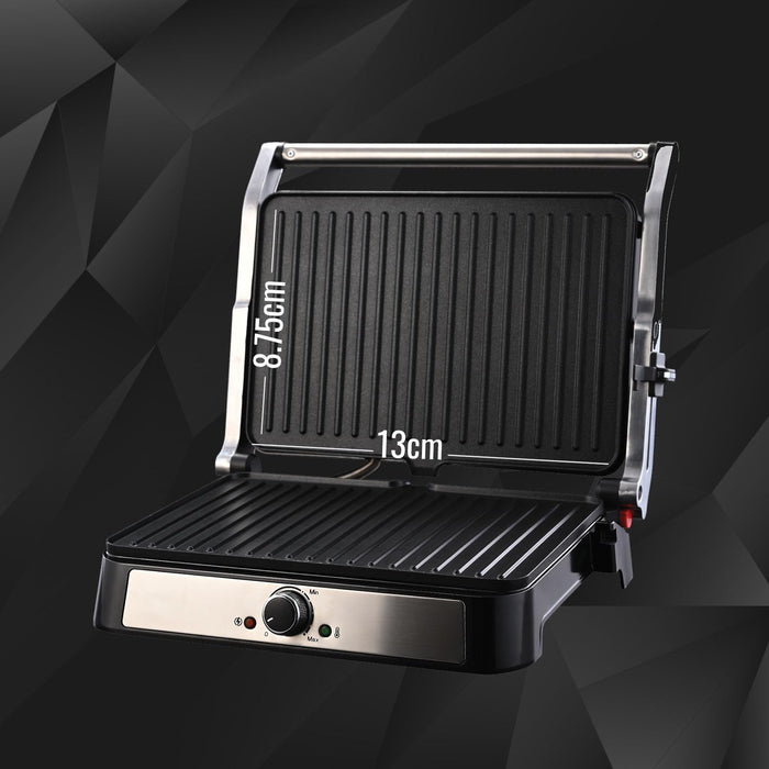 Close-up of Teflon coating on Sujata SG01 aluminium grill plate showing ribbed non-stick surface for oil-free cooking