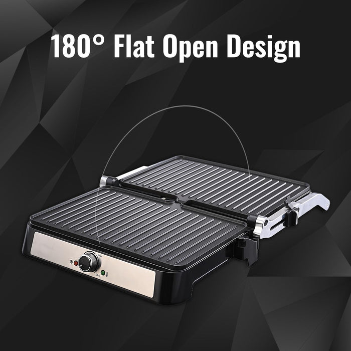 Sujata Multi Purpose Grill SG01 lifestyle image with grilled sandwiches wraps and vegetables on colourful table setting