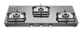 Sujata Classic 3 burner gas stove glass top in black with jumbo brass burners