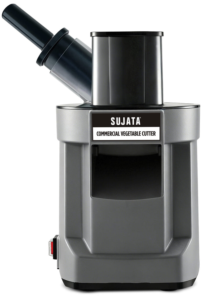Sujata CVC01 Commercial Vegetable Cutter in grey with black feed chute front view